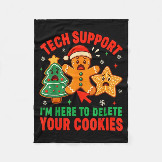 Christmas Tech Suprt Here To Delete Cookies Xmas M Fleecedecke (Vorderseite)