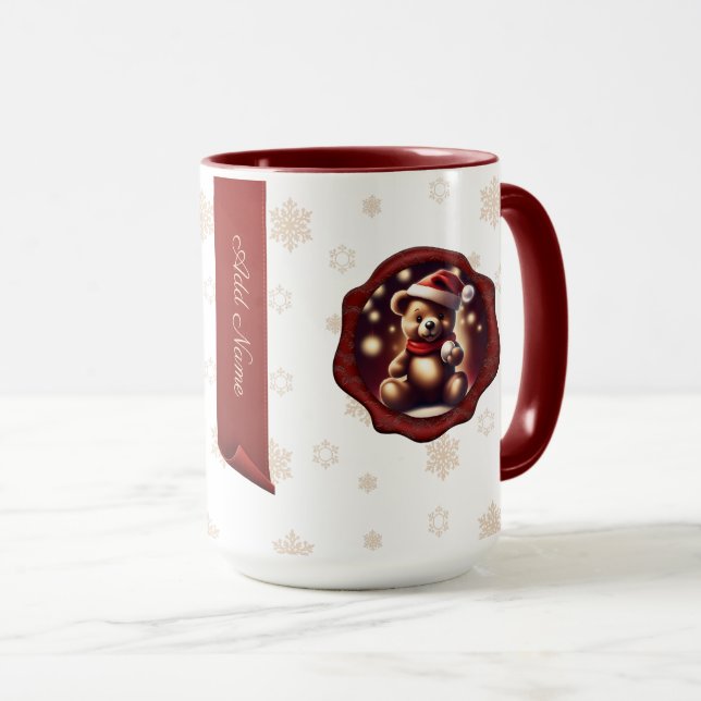 Christmas Teddy Ball Personalisiert Banner White Tasse (VorderseiteRechts)