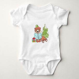 Christmas Teddy Bar Couple mit Geschenk Baby Strampler