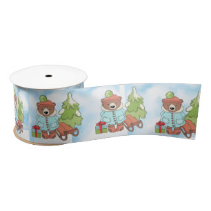 Christmas Teddy Bar Couple mit Geschenk Satinband