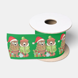 Christmas Teddy Bar Couple mit Geschenk Satinband