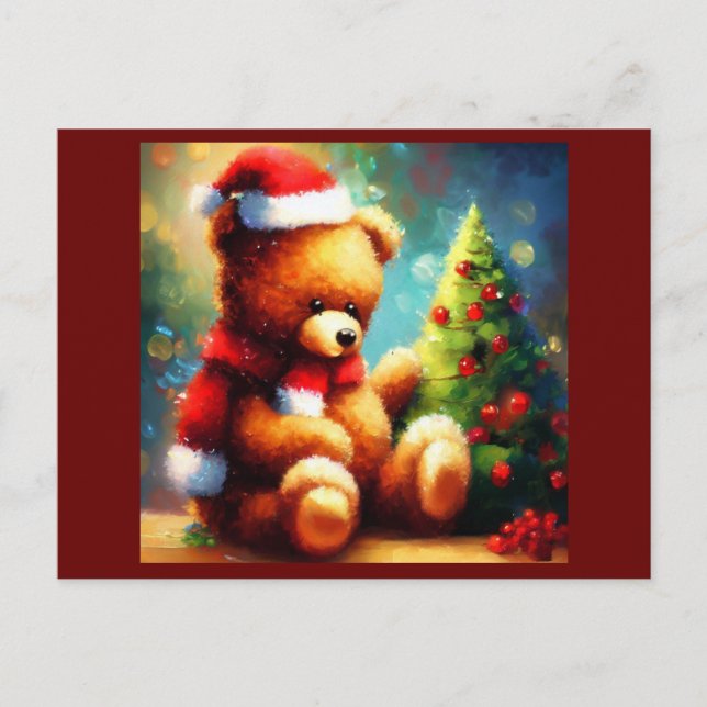 Christmas Teddy Bear 1 Feiertagspostkarte (Vorderseite)