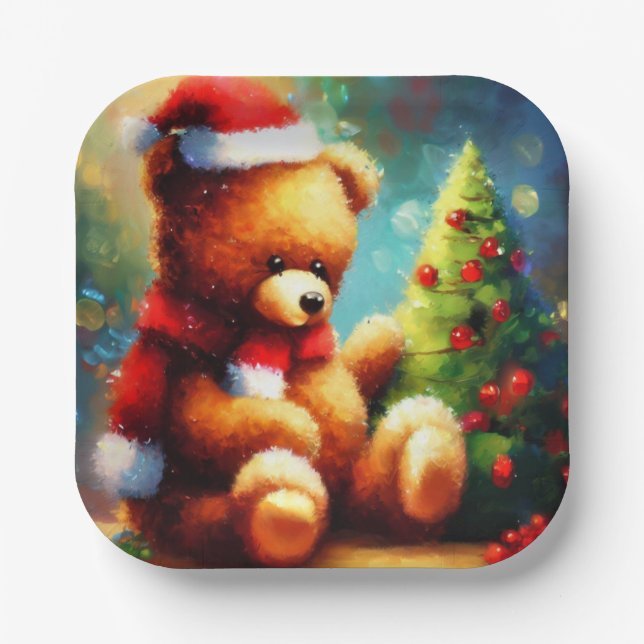Christmas Teddy Bear 1 Pappteller (Vorderseite)