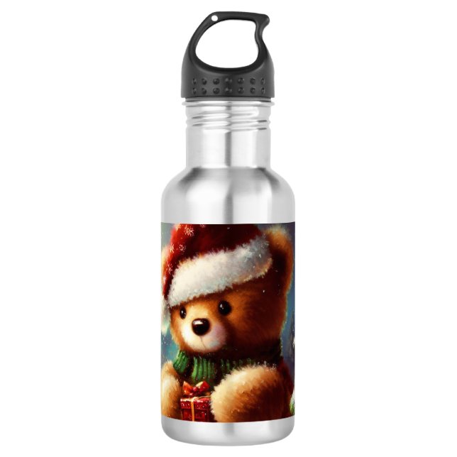 Christmas Teddy Bear 2 Edelstahlflasche (Vorderseite)