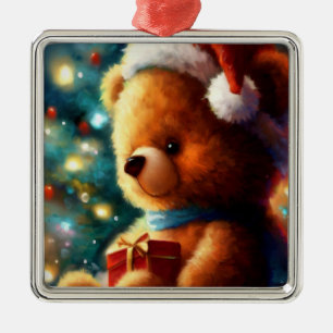 Christmas Teddy Bear 3 Ornament Aus Metall