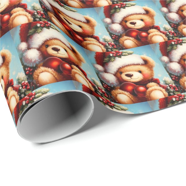 Christmas Teddy Bear 4 Geschenkpapier (Rolleneckpunkt)
