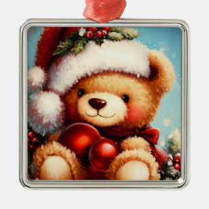 Christmas Teddy Bear 4 Ornament Aus Metall