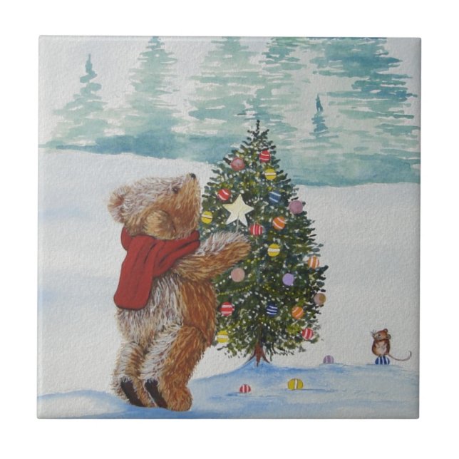 Christmas Teddy Bear Fliese (Vorderseite)