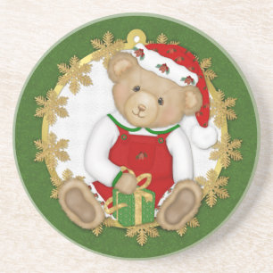 Christmas Teddy Bear - Junge Sandstein Untersetzer