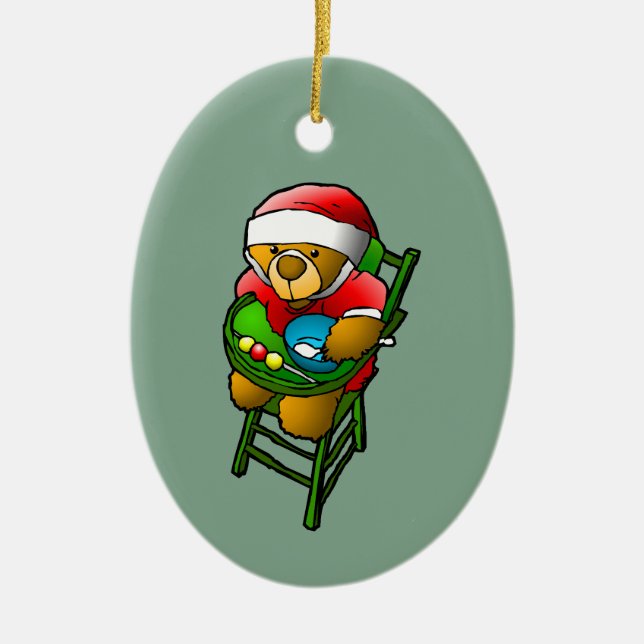 Christmas Teddy Bear Keramik Ornament (Vorne)