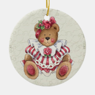 Christmas Teddy Bear Keramik Ornament