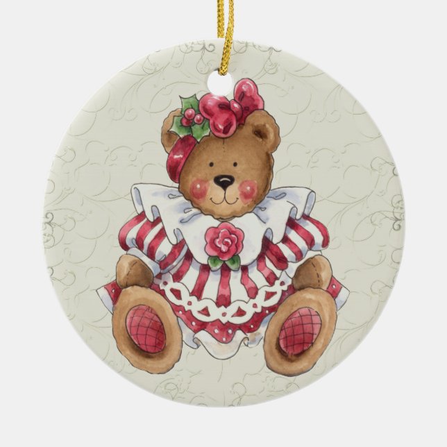 Christmas Teddy Bear Keramik Ornament (Vorne)