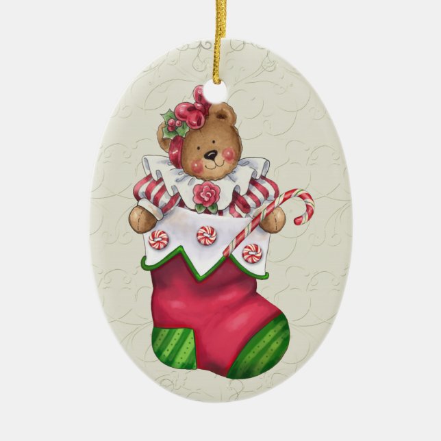 Christmas Teddy Bear Keramikornament (Vorne)