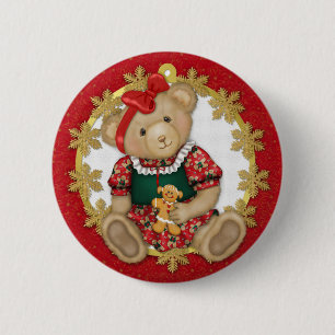 Christmas Teddy Bear - Mädchen Button