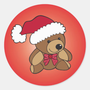 Christmas Teddy Bear Runder Aufkleber