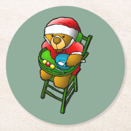 Christmas Teddy Bear Runder Pappuntersetzer