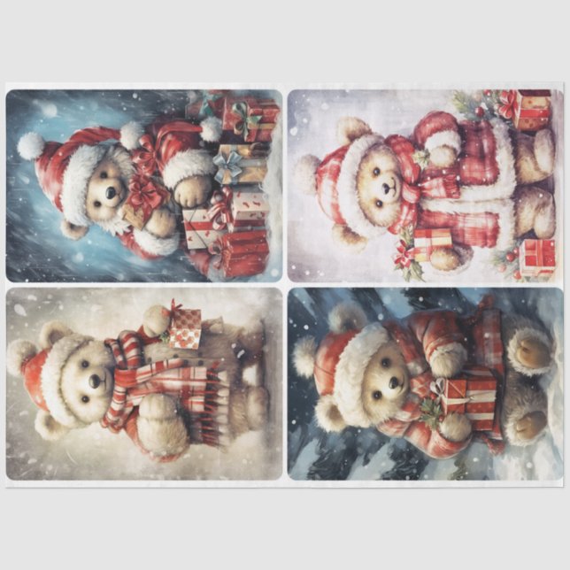 Christmas Teddy Bear Seidenpapier (Vorderseite)