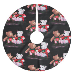 Christmas Teddy Bears Tree Skirt Polyester Weihnachtsbaumdecke