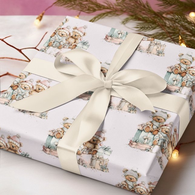 Christmas Teddy Bears Wrapping Paper Geschenkpapier (Von Creator hochgeladen)