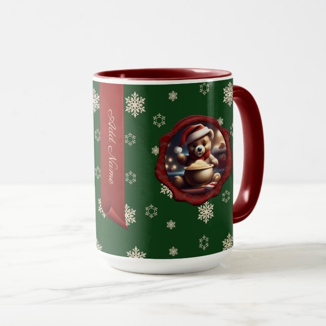 Christmas Teddy Porridge Personalisiert Banner Gre Tasse (VorderseiteRechts)