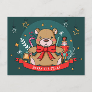 Christmas Teddy Postkarte