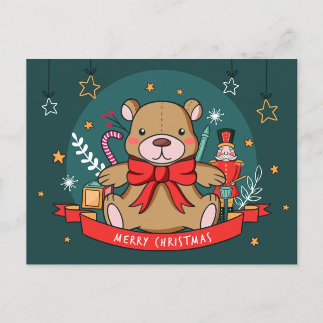 Christmas Teddy Postkarte (Vorderseite)