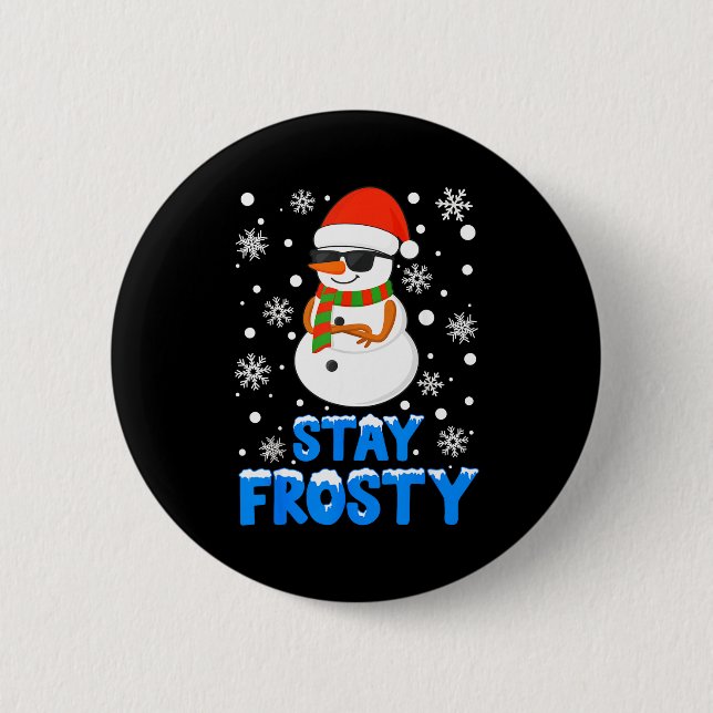 Christmas Tee Funny Frosty Xmas Cool Snowman Women Button (Vorderseite)
