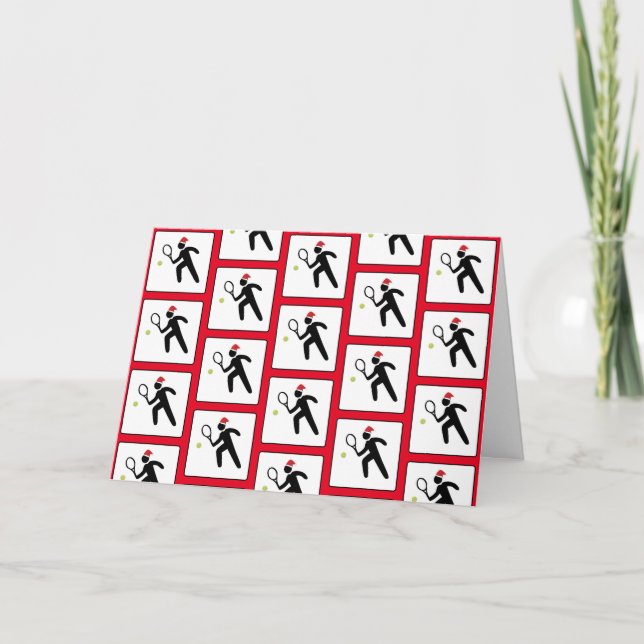 Christmas Tennis Player Red Pattern Card Karte (Vorderseite)