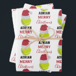 Christmas Tennis Sports Ball Individuelle Name Geschenkpapier Set<br><div class="desc">Eine niedliche Abbildung des Tennisballs in einer Weihnachtsmannmütze mit den Worten "Frohe Weihnachten" und deinem individuelle Name. Ideal für Groß und Klein,  die Liebe beim Tennisspielen. Ein idealer Tennisplatz für Tennisspieler,  Tennistrainer,  Sportler und Tennisbegeisterte. Einfach den Namen anpassen und zu Ihrem eigenen machen!</div>