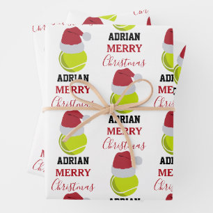 Christmas Tennis Sports Ball Individuelle Name Geschenkpapier Set