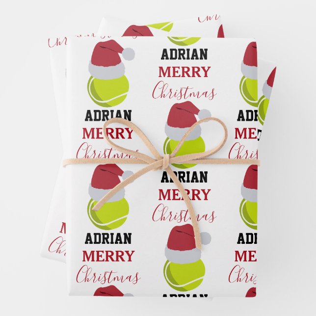 Christmas Tennis Sports Ball Individuelle Name Geschenkpapier Set (Beispiel)