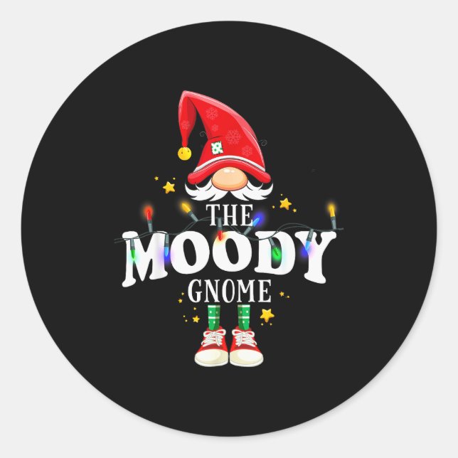 Christmas The Moody Gnome X-mas Matching Pjs  Runder Aufkleber (Vorderseite)