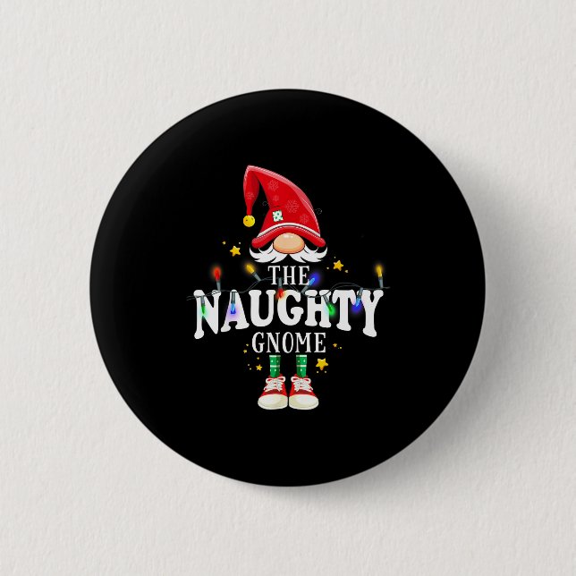 Christmas The Naughty Gnome X-mas Matching Pjs  Button (Vorderseite)