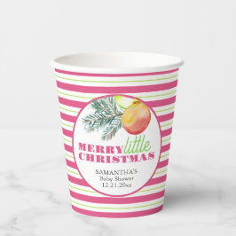 Christmas Theme Baby Shower Paper Cups Pink Green Pappbecher