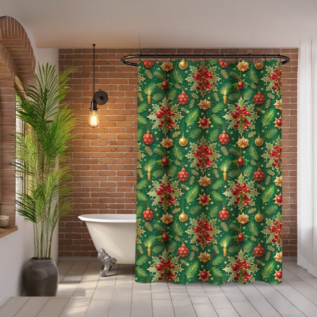 Christmas Theme Festive Colorful Pattern Duschvorhang (Von Creator hochgeladen)