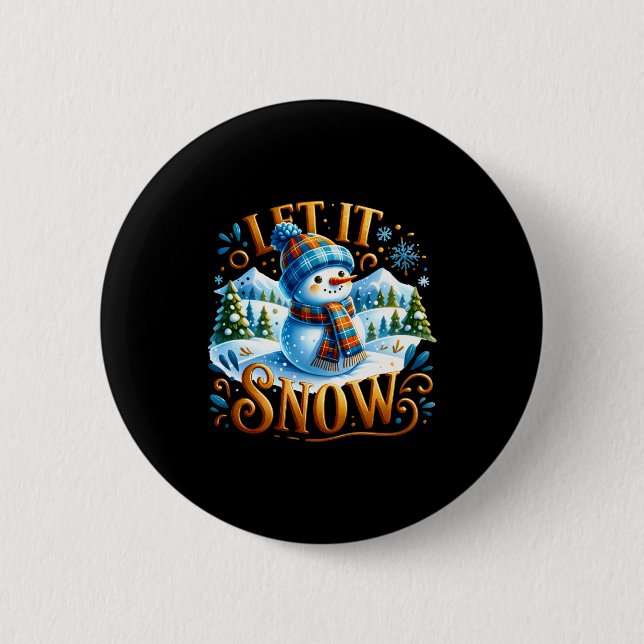 Christmas Theme Let It Snow Cute Snowman T Shirt  Button (Vorderseite)