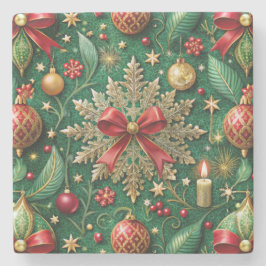 Christmas Theme Pattern Gold Snowflake Steinuntersetzer