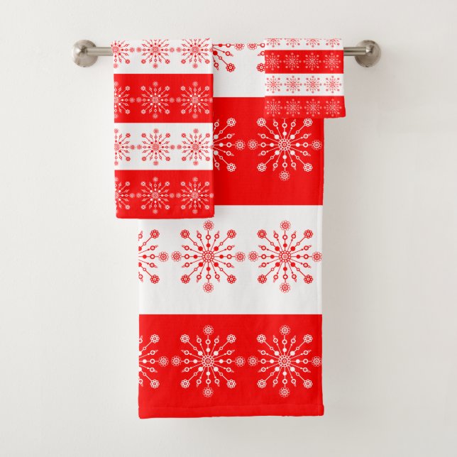 Christmas Theme Red White Stripes Snowflakes (En situation)