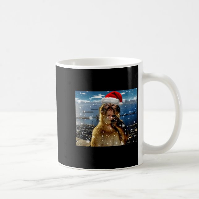 Christmas Thinking Monkey Meme Brainrot Xmas Gift  Kaffeetasse (Rechts)