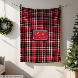 Christmas Throw Blanket Red Black Tartan Style Fleecedecke