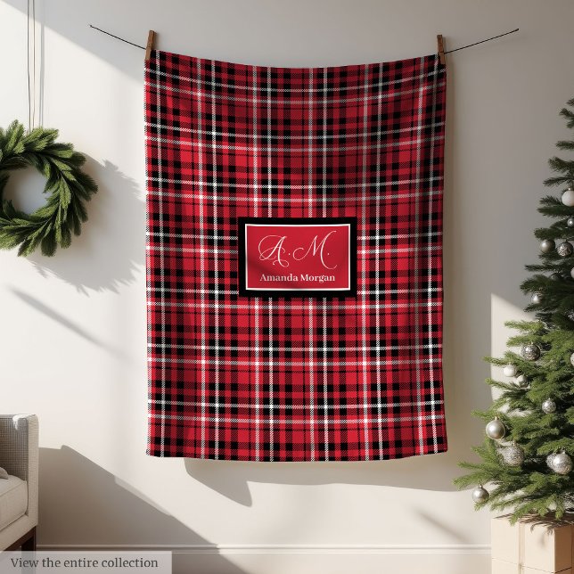 Christmas Throw Blanket Red Black Tartan Style Fleecedecke (Christmas Throw Blanket Red Black Tartan Style)