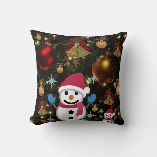Christmas Throw Pillow Snowman Kissen (Vorderseite)