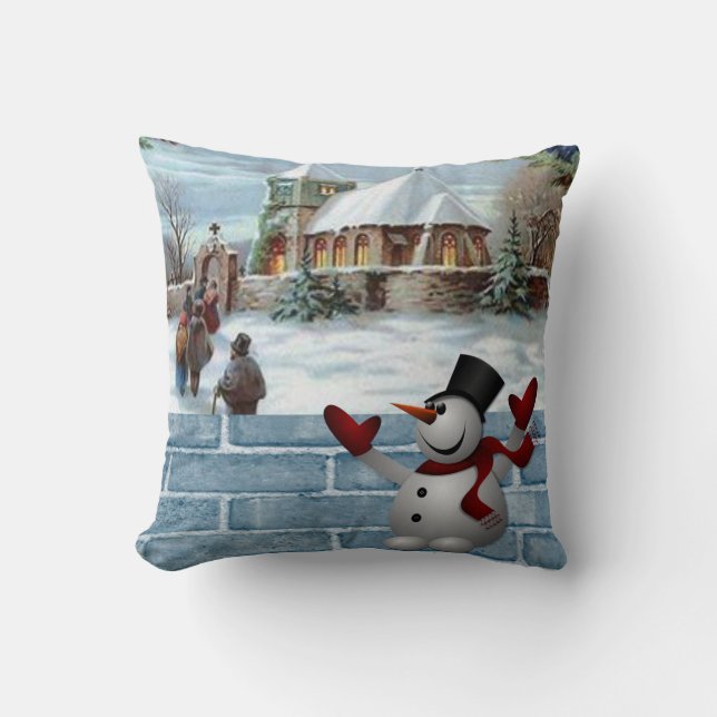 Christmas Throw Pillow Snowman Kissen (Vorderseite)