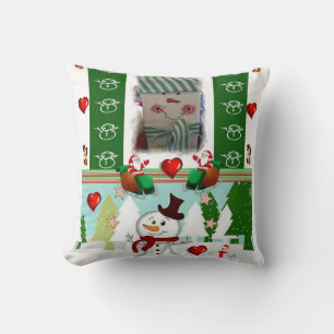 Christmas Throw Pillow Snowman Kissen