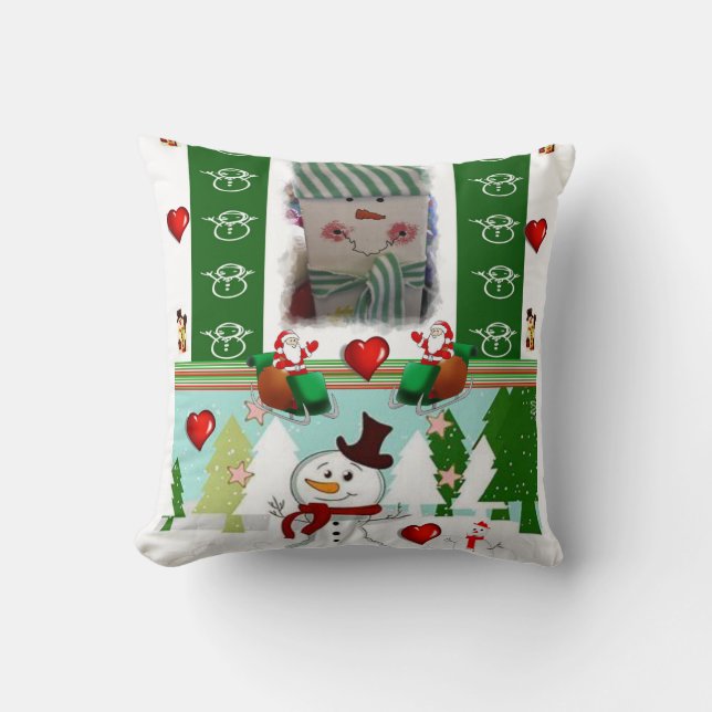 Christmas Throw Pillow Snowman Kissen (Vorderseite)