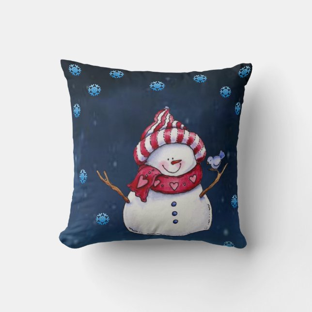 Christmas Throw Pillow Snowman Kissen (Vorderseite)