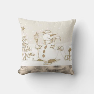 Christmas Throw Pillow Snowman Kissen
