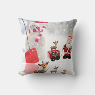 Christmas Throw Pillow Snowman Kissen