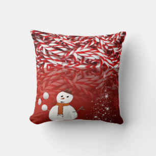 Christmas Throw Pillow Snowman Peppermint Kissen