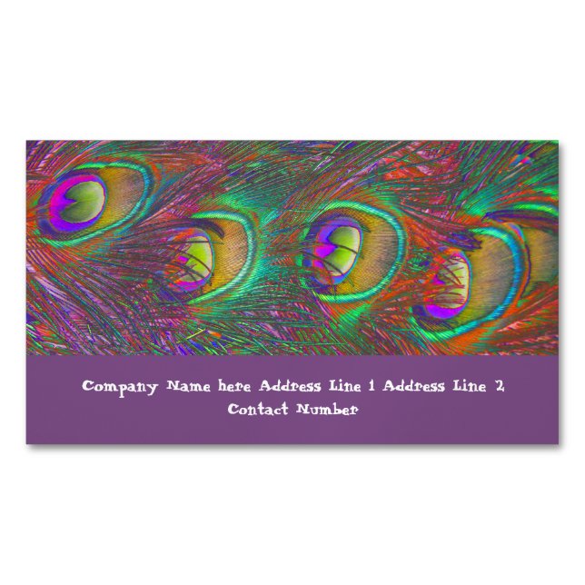 Christmas Tinsel Peacock Feathers Magnetische Visitenkarte (Vorderseite)